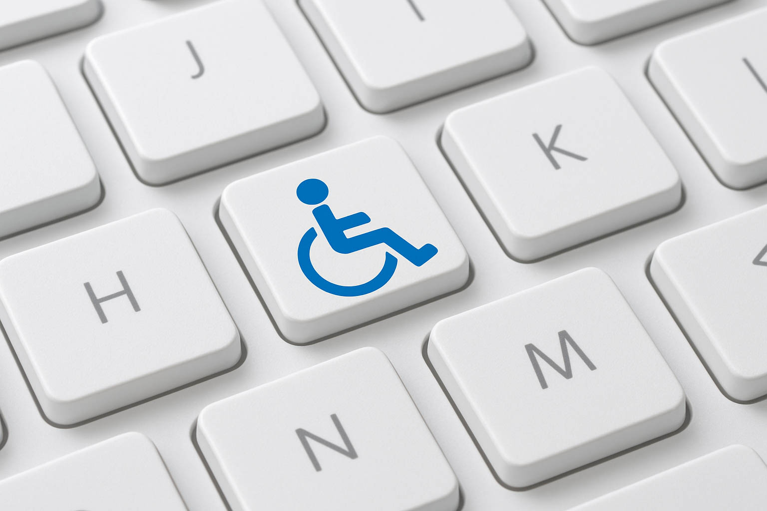 Abbild eines Rollstuhlfahrers auf der Tastatur